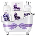 Lavender Spa Gift Set For Women - Bath Bubbles  Body Lotion  Scented Candle - Pe