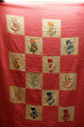 Q 1 - Vintage Quilt  Hand Quilted  Pink   White  Sunbonnet Sue  58 X 78 In 