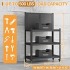 Rolling Workbench Tool Storage Shelves W  Pegboard Metal Garage Shelving Rack