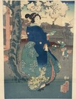Utagawa Kunisada Toyokuni Iii Antique 19th C  Woodblock Japanese Ukiyo-e Print