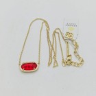 New Kendra Scott Elisa Pendant Gold Necklace In Clear Berry Red