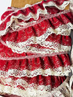 Vintage Floral Lace Lot Scalloped Edge Double Layer Victorian Romantic Cottage