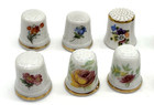 Vintage Mixed Lot Of 17 Thimbles Porcelain Enamel Metal Wood Bird Flowers Travel