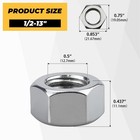 304 Stainless Steel Hex Nuts 1 213 Inch Standard Coarse Thread 20 Pcs