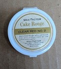 Vntg Max Factor Hollywood Mid Century Compact Cake Rouge Blush Red  2 Orig Puff