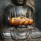 Ancient Tibetan Dzi Beads Old Agate Twin Lotus Amulet Pendant 36  12 Mm  4250