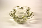 Clear Glass Ash Tray Art Glass Blob Flower 5 Petals Abstract