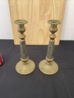 Pair Antique French Empire Brass Candlestick Candle Holders