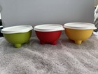Tupperware Footed Salsa Bowls 15 Oz With White Seal Lids Set Of 3 New
