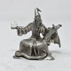 Vintage Pewter Wizard Dragon Castle Figurine With Crystal Ball 2 5 Inch
