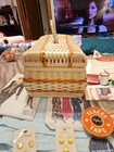 Vintage Sewing Basket 1940-1950 10 5  X 7  X 7  And Contents