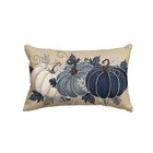  Fall Pumpkin Leaves Blue Pillow Cover  12 X 20 Inch Seasonal Thanksgiving 