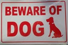Beware Of Dog Sign 8 X 12 Inch - 2 Count  White And Red Indoor Outdoor