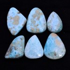 6 Pcs Natural Larimar Cabochon 22mm-29mm Untreated Huge Loose Gemstones  143 Cts