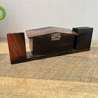 Mid-century Modern Desk Perpetual Calendar W  Card Pencil Holders Wooden Vintage