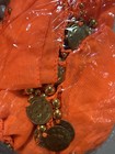 Orange Belly Dance Hip Scarf  Belly Dancing Skirt With 128 Gold Coins- Orange
