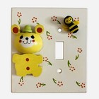Vintage Baby Room Nursery Light Switch Cover Teddy Bear Bumblebee Flowers    