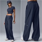 Casual Alo Yoga Suite Up Trouser Pant Black Navy