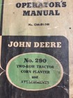 Vintage Original John Deere Corn Planter Two Row Tractor No 290 Operators Manual