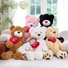 Giant Valentines Day Teddy Bear 52   Big Stuffed Animal With Heart  Large Brown