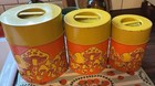 Rare Vintage 60s-70s Mushroom Counterpoint Japan Metal Kitchen Canister Set Of 3