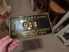 Mint Nos 1970-1980 New York 3 Digit Rare Hand Junk Cart License Plate   944 Nyc 