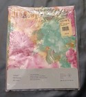 Nos Vintage Accent Table Tablecloth 70  Round Usa Floral Larkspur Pink Green 