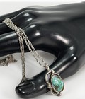 Vintage Native American Navajo Royston Turquoise Sterling Pendant Necklace 30   