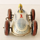 Vintage 1930 1940  Marx Tin Litho Wind Up  1  White  Race Car With Driver 6 