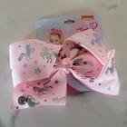 Jojo Siwa Signature Hair Bow Pink With Iridescent Unicorn Pattern Hair Clip