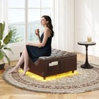 Leather Ottoman W storage Lift Top Tufted Led Lights Charging Station 2 Pockets
