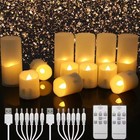 Rechargeable Led Flameless Candles Remote Timer Tea Lights Home Decor Set Kit