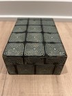Pottery Barn Bone Decorative Brass Inlay Trinket Jewelry Box Geometric Pattern