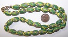 Antique Venetian Trade Beads - Green   Yellow Oval Millefiori 24  Necklace