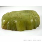 Important 18c Chinese Jade Leaf Carved Calligraphy Brush Bowl Antique