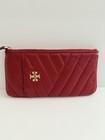 Tory Burch Kira Chevron Phone Wallet  Quilted Leather Red  Euc
