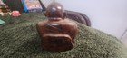Vintage 3   Wood Hand Carved Figurine Of Smiling Maitreya Buddha Statue