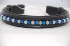 17   os  Black Browband W blue   Metal Beads   Xl Loops