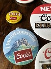 Vintage Lot Of 9 Coors Beer Pinback Buttons Pins Extra Gold Coorsland More