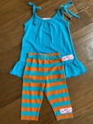 Ruffle Girl 2 Piece Top And Pants Set Blue Orange Striped 18m
