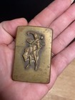 Vintage Zippo Solid Brass Lighter Marlboro Cowboy On A Bucking Bronco 