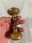 Antique Victorian 1890s Round Embossed Cast Brass Door Knobs Set