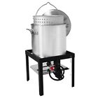 Creole Feast 100 Qt Seafood Boiling Kit Outdoor Crawfish Fish Boiler Cooker