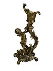 Antique French Ornate Gilt Bronze Putti Figural Candlestick 7 75  X 3 