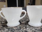 Vintage Anchor Hocking Fire-king Swirled White Milk Glass Creamer   Sugar Bowl