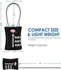 2-pack Tsa Approved Cable Travel Locks  3-digit Combination  Long Shackle  Black