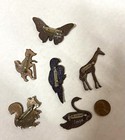 Mixed Lot Of 6 Vintage Enamel On Copper  Animal Pins-nos-inga Enamels- d 