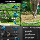 Seesii 12  Cordless Electric Lawn Mower   Leaf Blower Combo Kit 2 4 0ah Battery