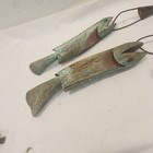 Vintage Boswell Hand Carved 3 Wood Fish On A Stringer Hanging Folk Art Signed