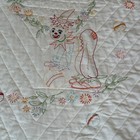 Vintage Circus Animals Embroidered Baby Quilt Blanket By Hand 39x57